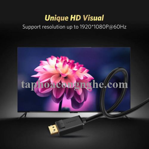 Ugreen 10236 3M màu Đen Cáp chuyển đổi DP sang VGA Hỗ trợ độ phân giải Full HD 1080P DP105 30010236